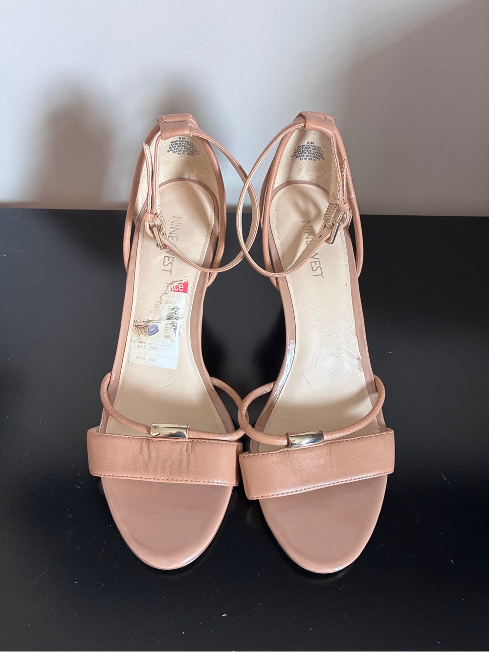 Nine West Nude Pink Strappy Ankle-Heel Wedges
